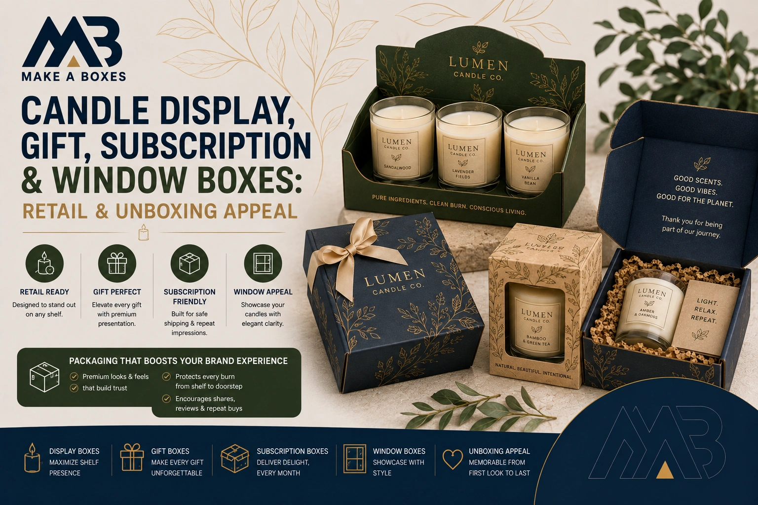 Candle Display, Gift, Subscription & Window Boxes Retail & Unboxing Appeal