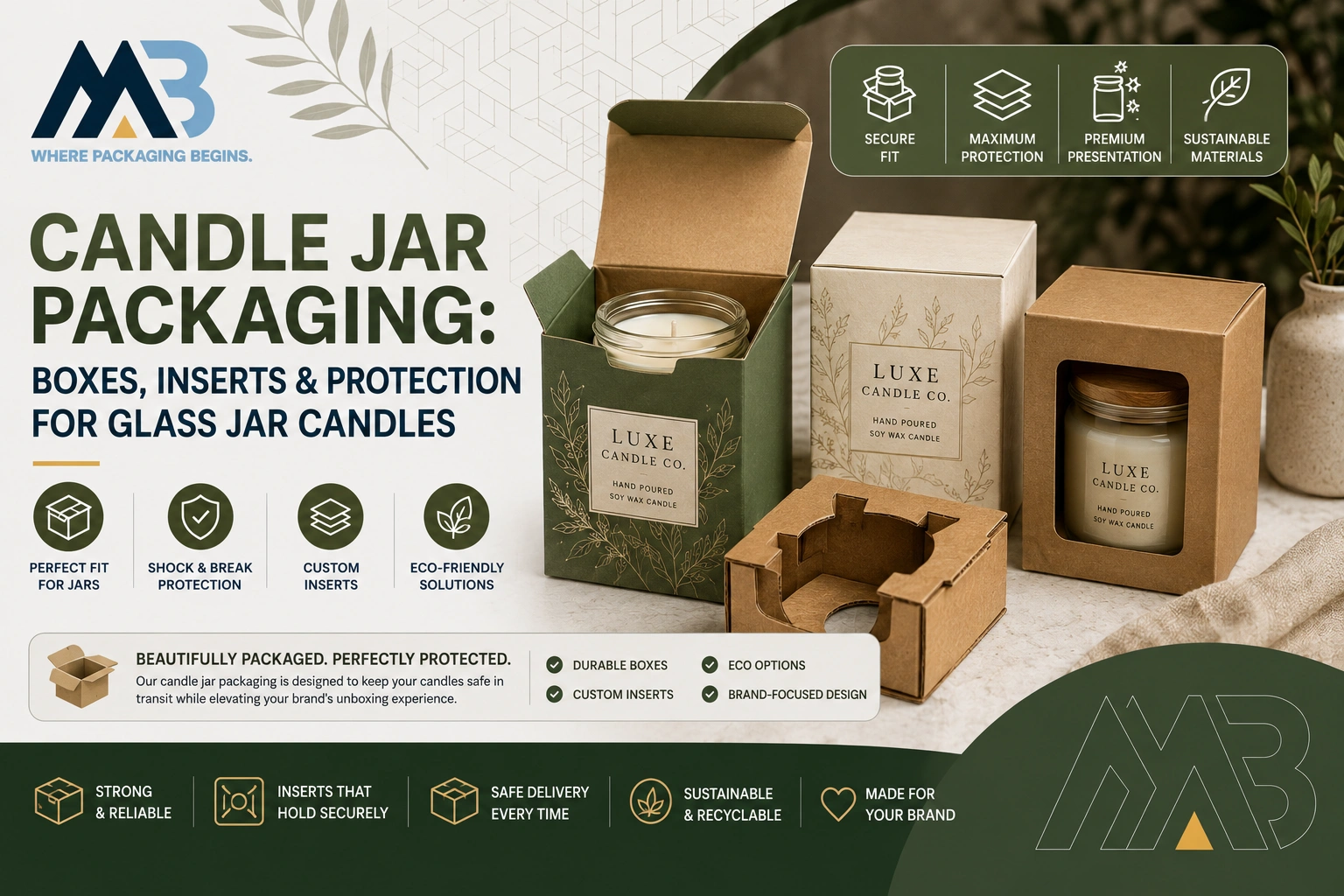 Candle Jar Packaging Boxes, Inserts & Protection for Glass Jar Candles