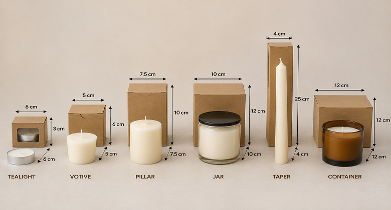 Candle Box Sizes by Candle Type